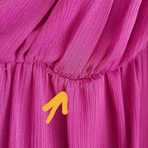 FORCAST \ One Shoulder Empire Waist Maxi Dress Pink Sz 10 Flawed - Picture 7 of 15